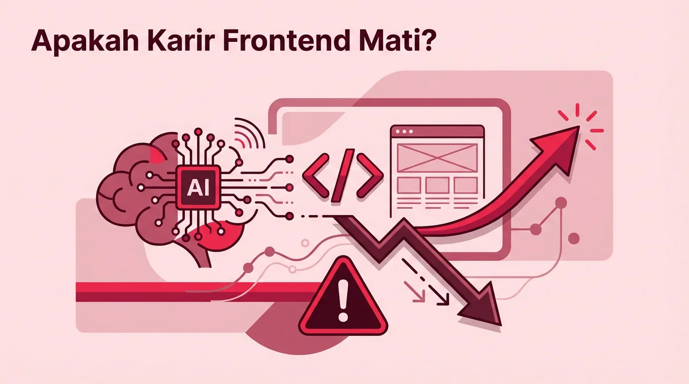 Ilustrasi Frontend Developer Menatap Dasbor VS Code