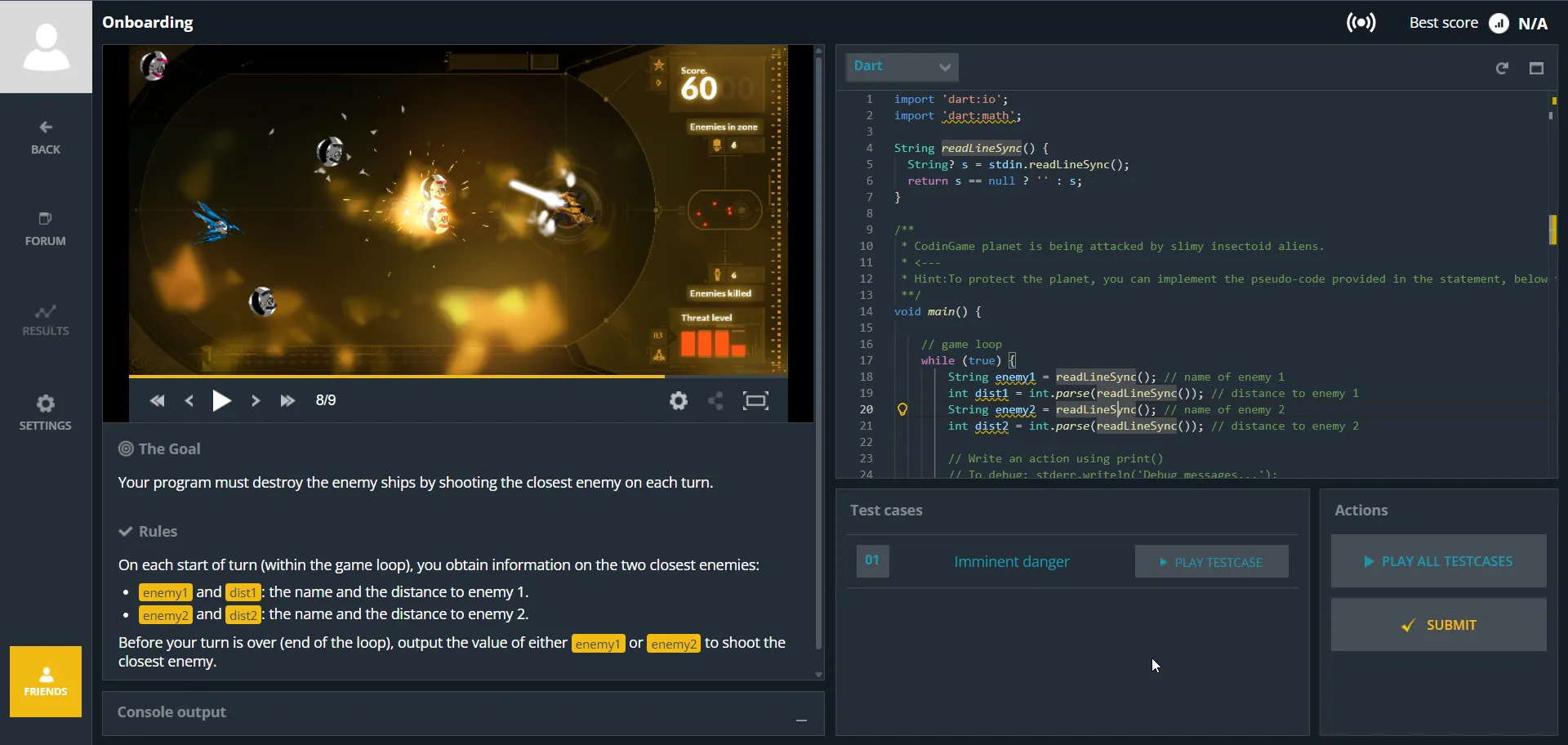 Pertempuran peretas luar angkasa menggunakan Java di CodinGame