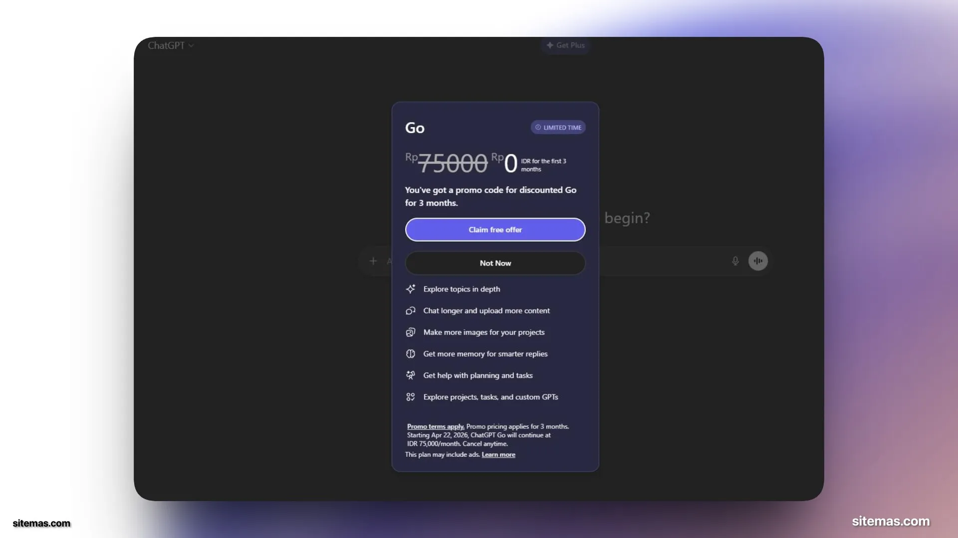 Halaman checkout total Rp0